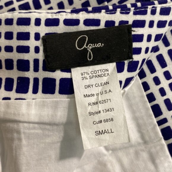 Aqua Navy and White Grid Pencil Skirt Size small - Picture 9 of 10